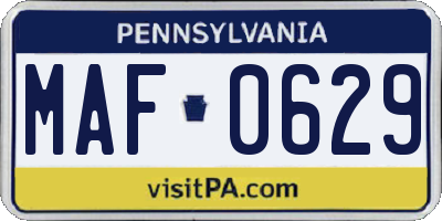 PA license plate MAF0629