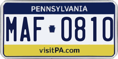 PA license plate MAF0810