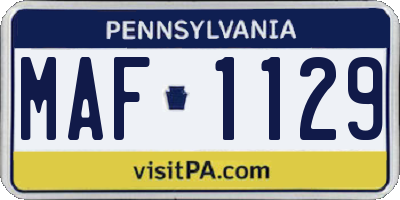 PA license plate MAF1129