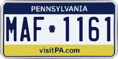 PA license plate MAF1161