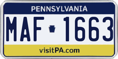 PA license plate MAF1663