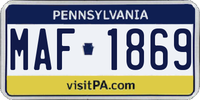 PA license plate MAF1869