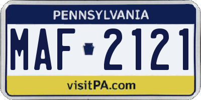PA license plate MAF2121