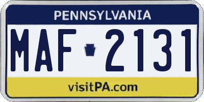 PA license plate MAF2131