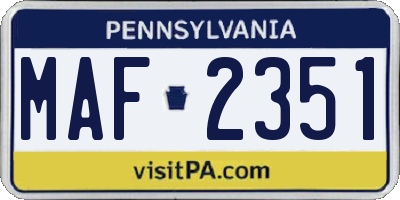 PA license plate MAF2351