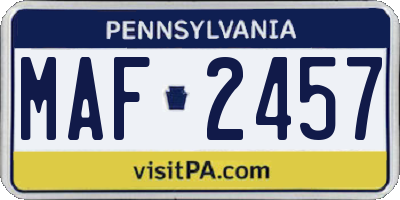 PA license plate MAF2457