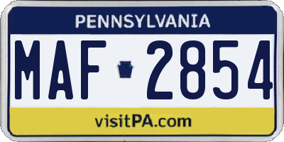 PA license plate MAF2854