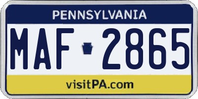 PA license plate MAF2865