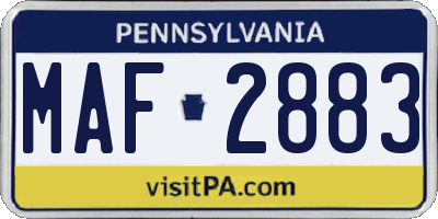 PA license plate MAF2883