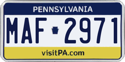 PA license plate MAF2971