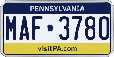 PA license plate MAF3780