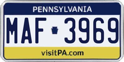 PA license plate MAF3969