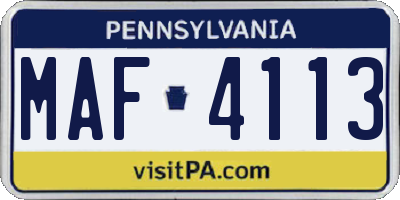 PA license plate MAF4113