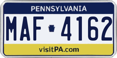 PA license plate MAF4162