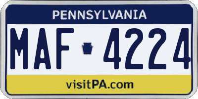 PA license plate MAF4224