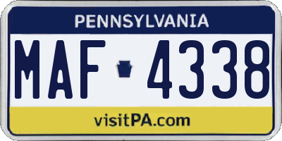PA license plate MAF4338