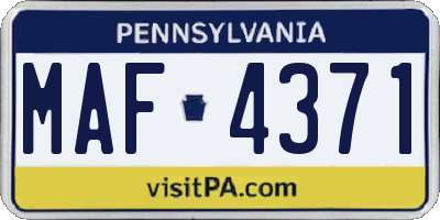 PA license plate MAF4371