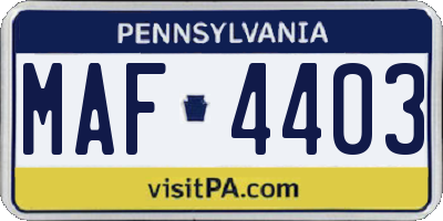 PA license plate MAF4403