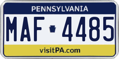 PA license plate MAF4485