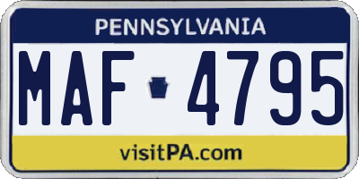 PA license plate MAF4795