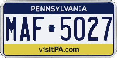 PA license plate MAF5027