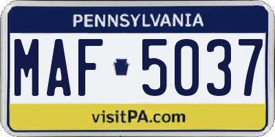 PA license plate MAF5037
