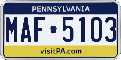 PA license plate MAF5103
