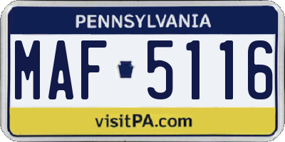 PA license plate MAF5116