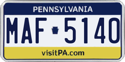 PA license plate MAF5140
