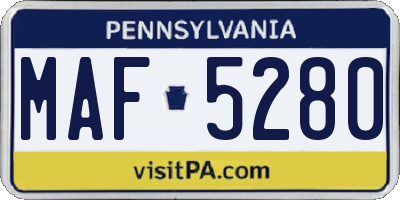 PA license plate MAF5280