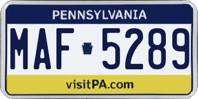 PA license plate MAF5289