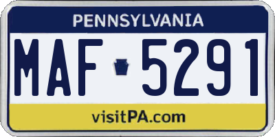 PA license plate MAF5291