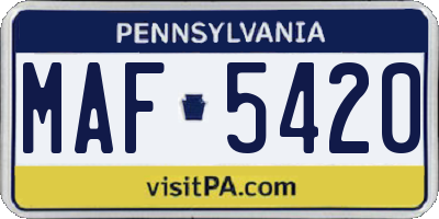 PA license plate MAF5420