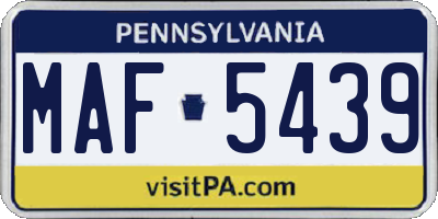 PA license plate MAF5439
