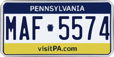 PA license plate MAF5574