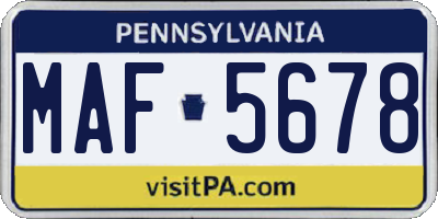 PA license plate MAF5678