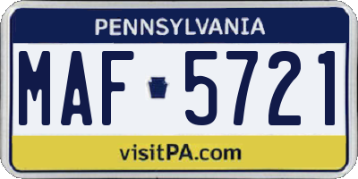 PA license plate MAF5721