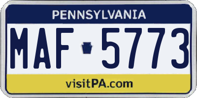 PA license plate MAF5773