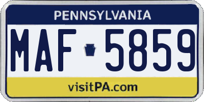 PA license plate MAF5859