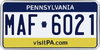 PA license plate MAF6021