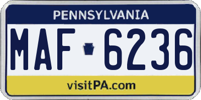 PA license plate MAF6236