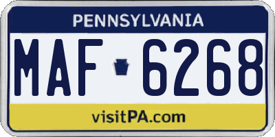 PA license plate MAF6268