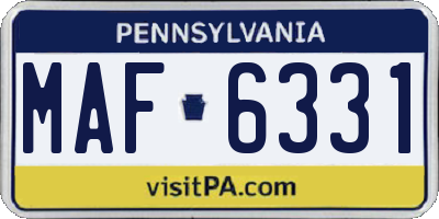 PA license plate MAF6331