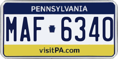 PA license plate MAF6340