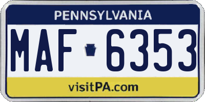 PA license plate MAF6353