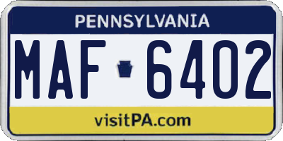 PA license plate MAF6402