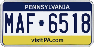 PA license plate MAF6518