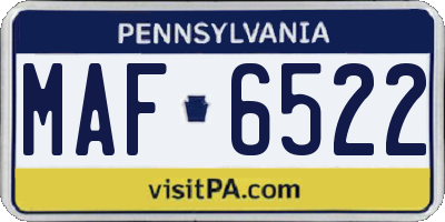 PA license plate MAF6522
