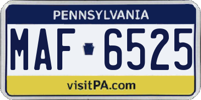 PA license plate MAF6525