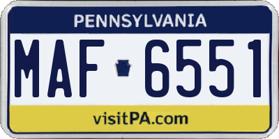 PA license plate MAF6551
